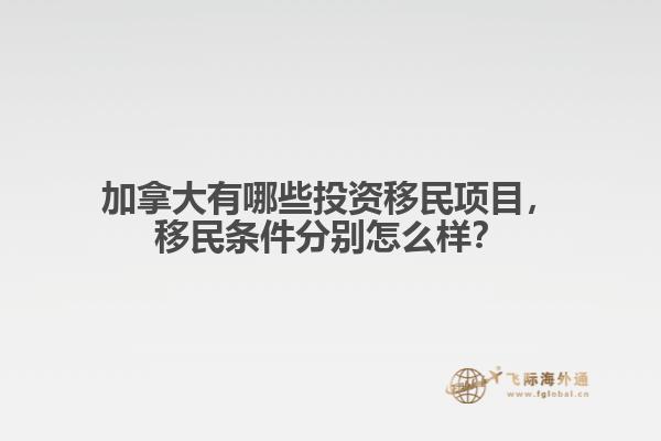 加拿大有哪些投資移民項目，移民條件分別怎么樣？
