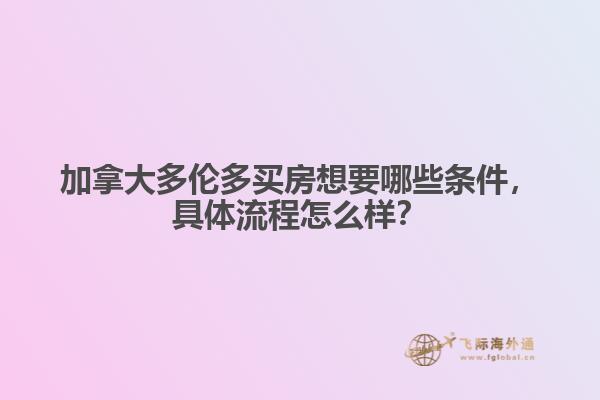 加拿大多倫多買房想要哪些條件，具體流程怎么樣？