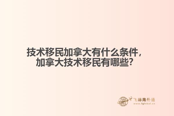 技術(shù)移民加拿大有什么條件，加拿大技術(shù)移民有哪些？
