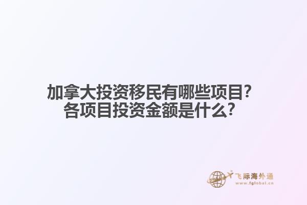 加拿大投資移民有哪些項(xiàng)目？各項(xiàng)目投資金額是什么？