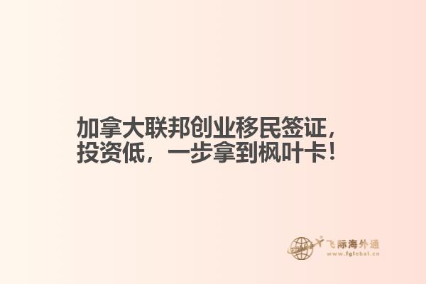 加拿大聯(lián)邦創(chuàng)業(yè)移民簽證，投資低，一步拿到楓葉卡！