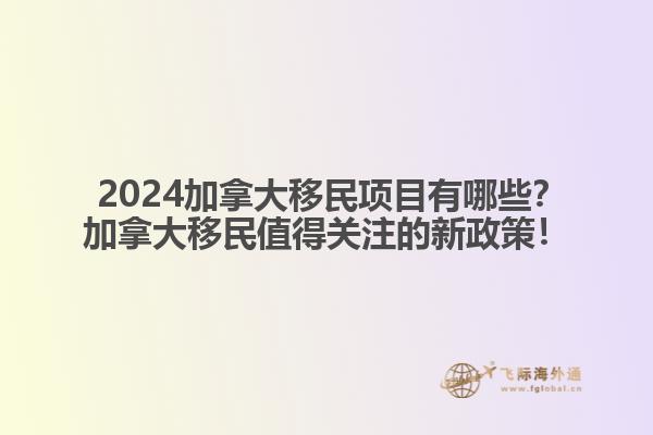  2024加拿大移民項目有哪些？加拿大移民值得關注的新政策！
