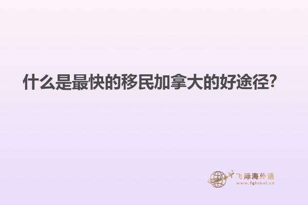 什么是最快的移民加拿大的好途徑？