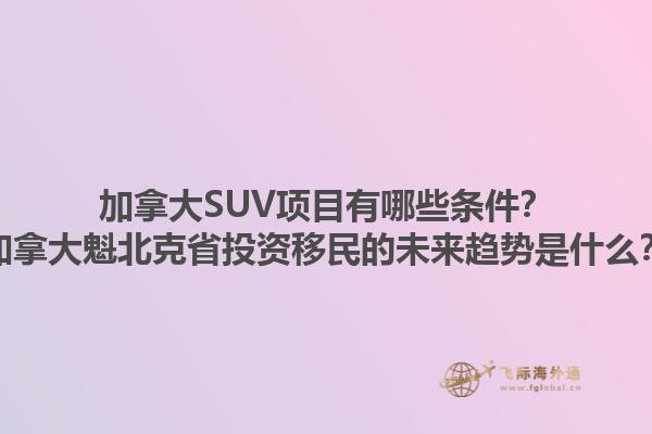 加拿大SUV項目有哪些條件？加拿大魁北克省投資移民的未來趨勢是什么？1.jpg