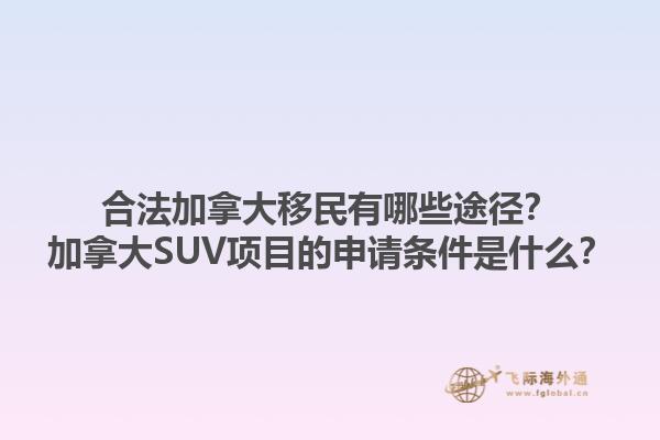 合法加拿大移民有哪些途徑？加拿大SUV項目的申請條件是什么？1.jpg