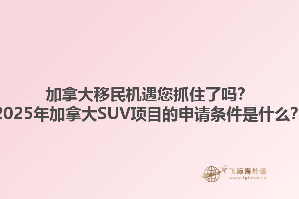 加拿大移民機遇您抓住了嗎？2025年加拿大SUV項目的申請條件是什么？1.jpg